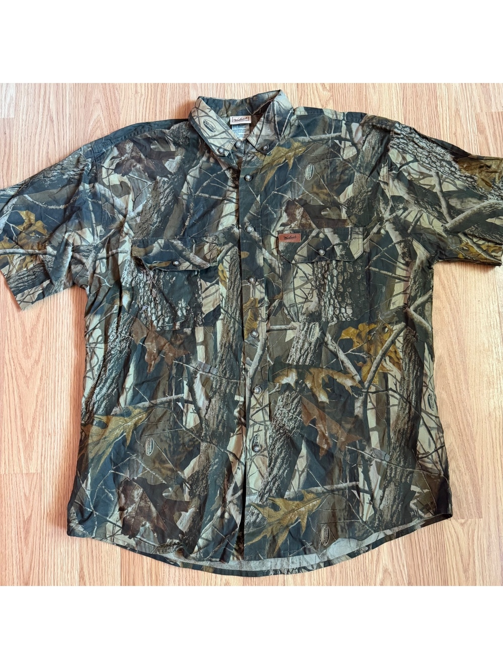 Vintage Woolrich Realtree Camo Button Up Short Sleeve Mens Large